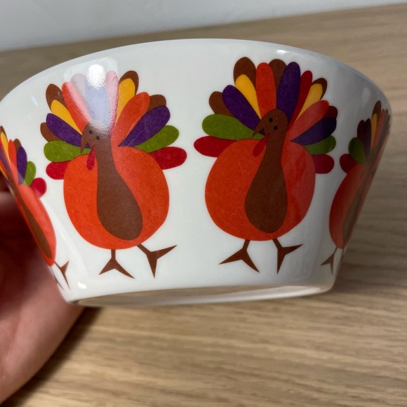 Crate and Barrel Thanksgiving Turkeys Melamine 6" x 2 1/4" Bowl Fall Decor - 2 - Picture 7 of 9